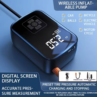 Wireless Car Tyre Pump – Portable Electric Air Compressor for Cars, Motorcycles, Bicycles & Boats
