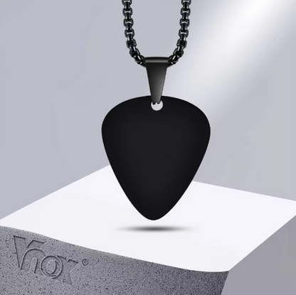 Men’s Stainless Steel Guitar Pick Necklace – Unique Music Lover Pendant Gift