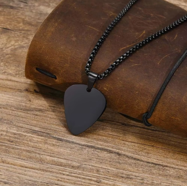 Men’s Stainless Steel Guitar Pick Necklace – Unique Music Lover Pendant Gift