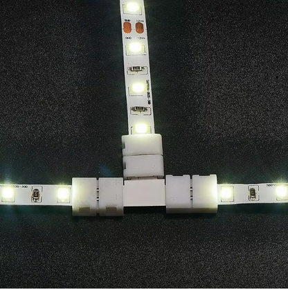 Solderless LED Strip Connector – 4-Pin 10mm & 2-Pin 8mm Clip for RGB 5050/2835 Light Strips