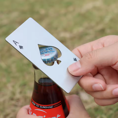 Stainless Steel Playing Card Bottle Opener - Spade Credit Card Beer Opener