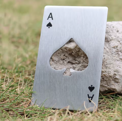Stainless Steel Playing Card Bottle Opener - Spade Credit Card Beer Opener