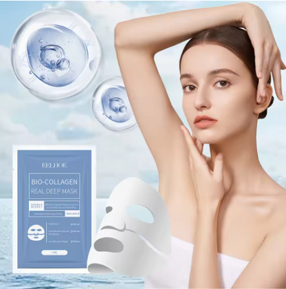 BioCollagen Deep Moisturizing Anti-Wrinkle Face Mask – Lifting & Hydrating Sheet Mask with Hydrolyzed Collagen