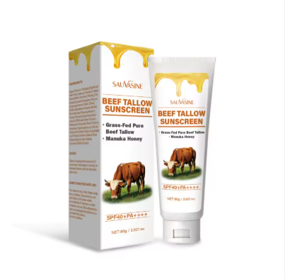 SAUVASINE Sunscreen SPF40 – Non-Greasy Sunblock with Beef Tallow, Honey & Shea Butter (80ml)