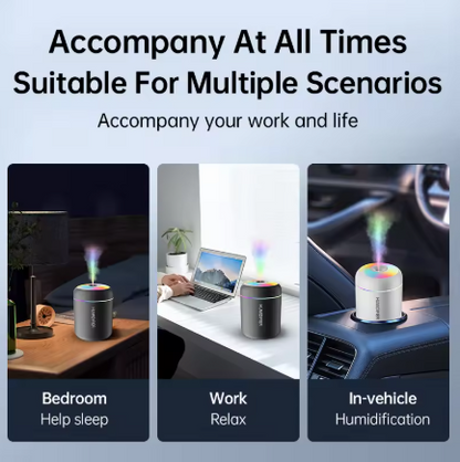 180ml Mini USB Air Humidifier & Essential Oil Diffuser – Aromatherapy Mist Maker with LED Lights for Car, Home & Bedroom
