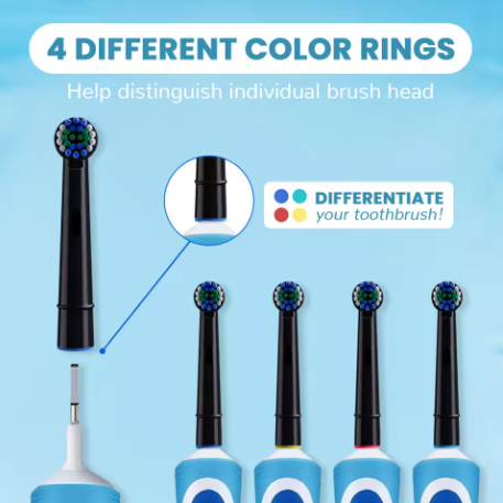 4-Pack Replacement Toothbrush Heads – Compatible with Oral-B Braun Professional (Black & White Options, Fits 1000–8000 Models)
