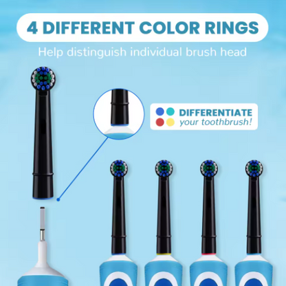 4-Pack Replacement Toothbrush Heads – Compatible with Oral-B Braun Professional (Black & White Options, Fits 1000–8000 Models)