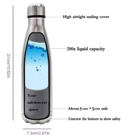 Secret Stash Water Bottle – 750ml Diversion Safe with Hidden Pill & Cash Storage