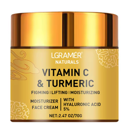 Turmeric & Vitamin C Face Cream with Retinol, Hyaluronic Acid – 70g Moisturizing, Firming & Brightening