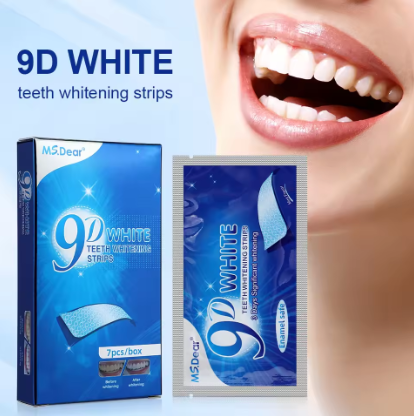 14pcs Box – 9D Teeth Whitening Strips with Toothpaste Gel | Double Elastic Bleaching Strips for Oral Care & Veneers