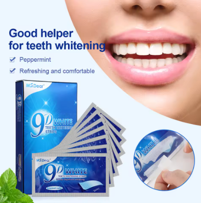 14pcs Box – 9D Teeth Whitening Strips with Toothpaste Gel | Double Elastic Bleaching Strips for Oral Care & Veneers