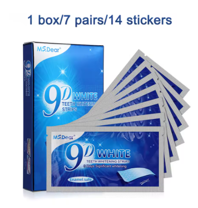 14pcs Box – 9D Teeth Whitening Strips with Toothpaste Gel | Double Elastic Bleaching Strips for Oral Care & Veneers