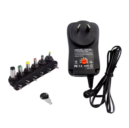 Universal Adjustable AC/DC Power Adapter (3V–12V, 2A/2.5A) with AU Plug & USB Charger Output