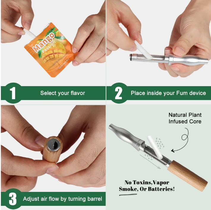 Nicotine-Free Quit Smoking Inhaler Stick – Natural Walnut Wood Aromatherapy Aid with Essential Oil Capsules for Stress & Anxiety Relief