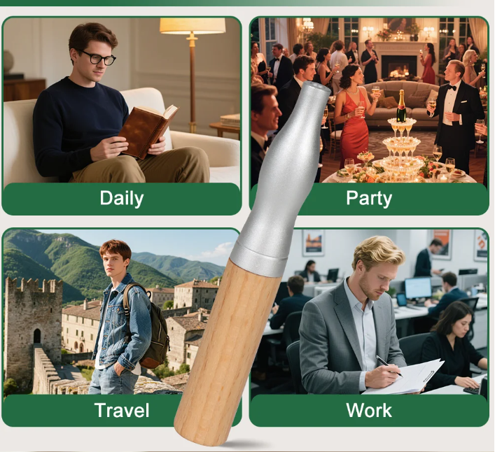 Nicotine-Free Quit Smoking Inhaler Stick – Natural Walnut Wood Aromatherapy Aid with Essential Oil Capsules for Stress & Anxiety Relief