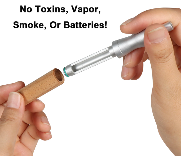 Nicotine-Free Quit Smoking Inhaler Stick – Natural Walnut Wood Aromatherapy Aid with Essential Oil Capsules for Stress & Anxiety Relief