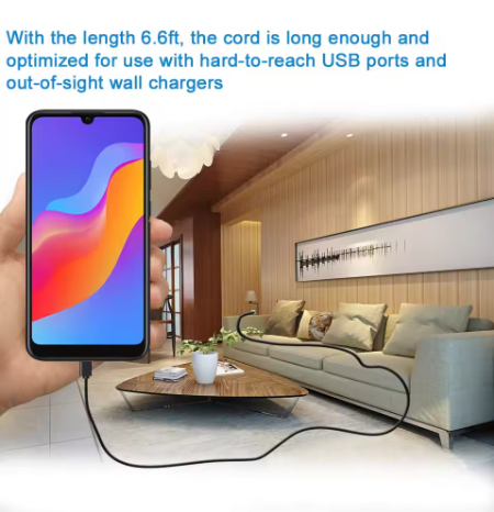 2m Micro USB Fast Charging & Data Sync Cable – Samsung Galaxy, Android Phones & Logitech Compatible