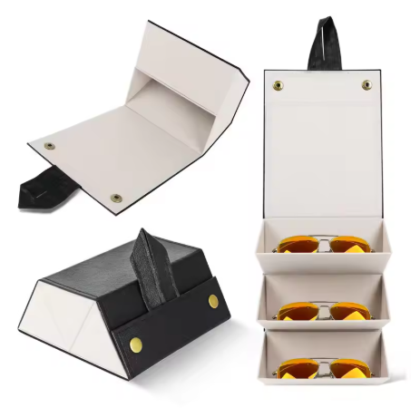 3-Slot Portable Glasses Organizer Case – Travel Storage for Eyeglasses & Sunglasses
