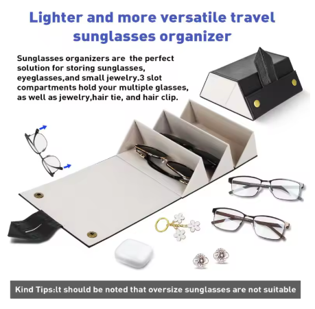 3-Slot Portable Glasses Organizer Case – Travel Storage for Eyeglasses & Sunglasses