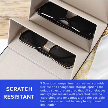 3-Slot Portable Glasses Organizer Case – Travel Storage for Eyeglasses & Sunglasses