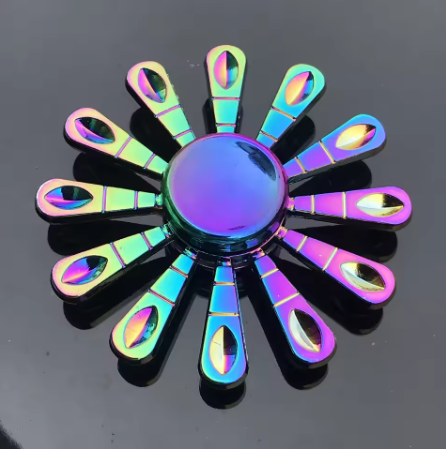 Metal Spoon-Style Fidget Spinner – Rainbow Gradient Silent Bearing EDC Toy