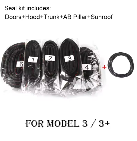 Tesla Model 3 / Model Y Door Seal Kit – Soundproof Rubber Weather Strips for Wind Noise Reduction (2017–2024)