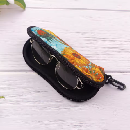 Van Gogh Sunflowers Glasses Case – Unisex Hard Shell Eyeglass & Sunglasses Protector