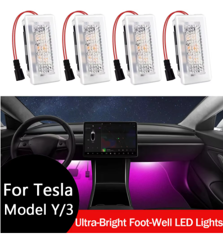 Tesla Model 3 & Model Y Footwell LED Lights – Ultra-Bright Interior Lighting Kit