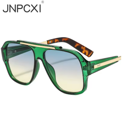 JNPCXI Square Rivet Sunglasses UV400 – Retro Gradient Lens Punk Shades for Men & Women