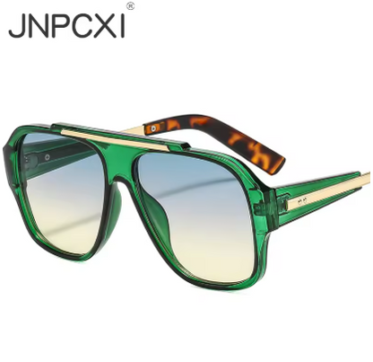 JNPCXI Square Rivet Sunglasses UV400 – Retro Gradient Lens Punk Shades for Men & Women