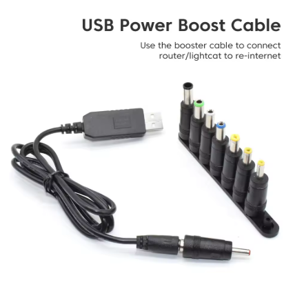 USB 5V to DC 9V/12V Boost Converter Cable 5.5mm – Power Supply for Router, Modem, CCTV Camera & Dash Cam