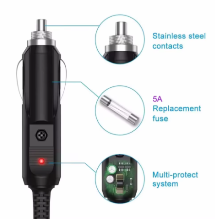 12V DC Car Charger Cable 12V Vehicle Socket Plug to 5.5mm x 2.1mm DC Power Cord - Universal Auto Power Supply