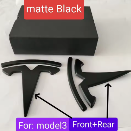 Tesla Model 3 & Model Y Front Hood Rear Trunk Emblem Badge Cover Sticker – ABS Logo Decal Accessories