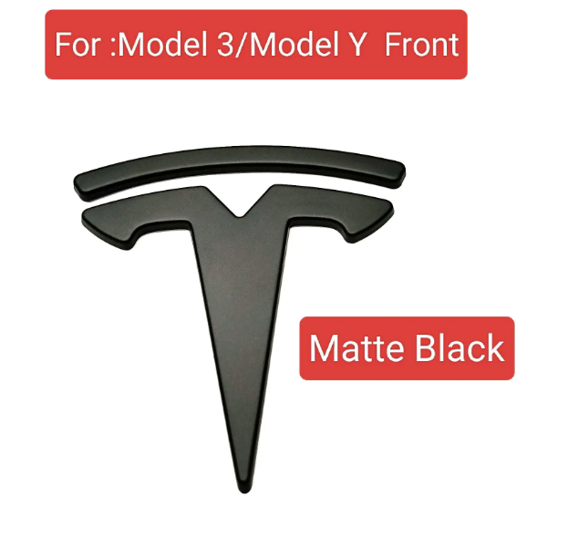Tesla Model 3 & Model Y Front Hood Rear Trunk Emblem Badge Cover Sticker – ABS Logo Decal Accessories
