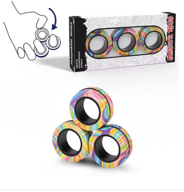 Magnetic Fidget Rings Set – 3PCS Spinner Magnet Toy for Stress Relief, Focus & Anxiety | Sensory Desk Toy for Adults, Teens & Kids