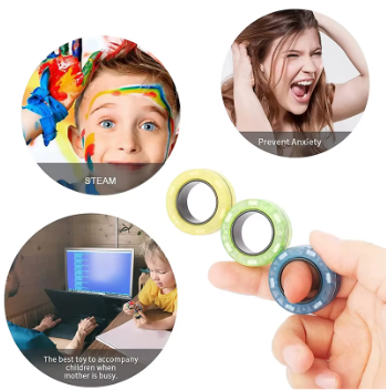 Magnetic Fidget Rings Set – 3PCS Spinner Magnet Toy for Stress Relief, Focus & Anxiety | Sensory Desk Toy for Adults, Teens & Kids