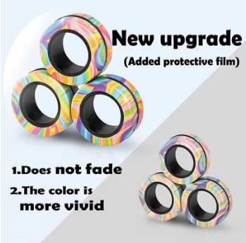 Magnetic Fidget Rings Set – 3PCS Spinner Magnet Toy for Stress Relief, Focus & Anxiety | Sensory Desk Toy for Adults, Teens & Kids