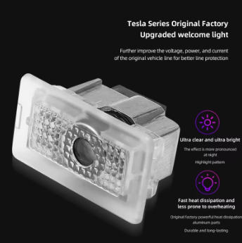 Tesla LED Door Projector Lights – 2PCS Welcome Courtesy Lamp Set for Model 3, Model Y, Model S, Model X, Cybertruck & Roadster Accessories