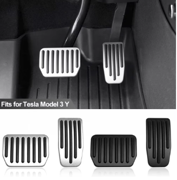 Tesla Model 3 Highland & Model Y Performance Pedal Covers – Non-Slip Aluminum Accelerator, Brake & Foot Rest Pedal Pad Set Accessories