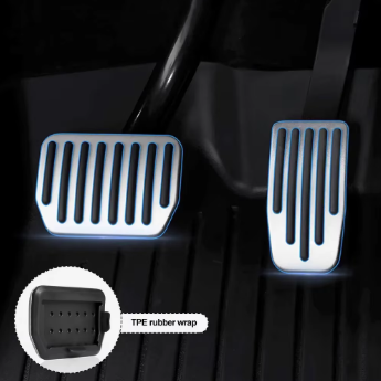 Tesla Model 3 Highland & Model Y Performance Pedal Covers – Non-Slip Aluminum Accelerator, Brake & Foot Rest Pedal Pad Set Accessories