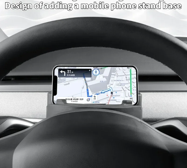 Tesla Model 3/Y Steering Wheel Silicone Storage Tray – Hidden Glasses & Phone Holder (2021–2023)
