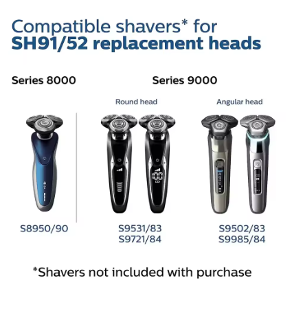 SH91 Replacement Shaving Heads for Philips Series 9000 Electric Shavers – Compatible with S9985, S9987, SP981X, SP9820, SP986X, SP9861 & SP9863 Models