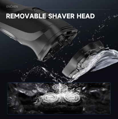 ENCHEN BlackStone-C Replacement Shaver Head BR-2 – 3D Floating Triple Blade Electric Razor Cutter Head (Black, 1PC)