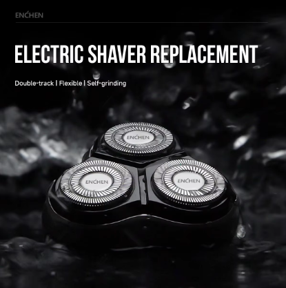 ENCHEN BlackStone-C Replacement Shaver Head BR-2 – 3D Floating Triple Blade Electric Razor Cutter Head (Black, 1PC)