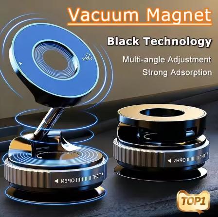 Magnetic Car Phone Holder – 360° Rotating Vacuum Suction Mount