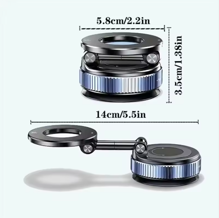 Magnetic Car Phone Holder – 360° Rotating Vacuum Suction Mount