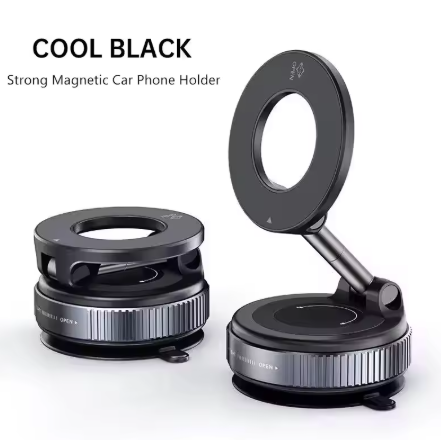 Magnetic Car Phone Holder – 360° Rotating Vacuum Suction Mount