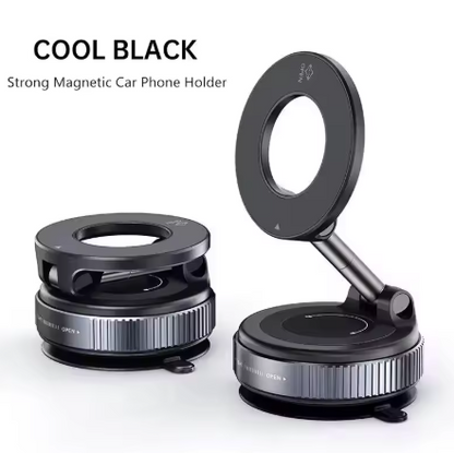 Magnetic Car Phone Holder – 360° Rotating Vacuum Suction Mount