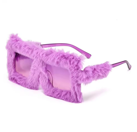 Pimpin’ Fluffy Square Sunglasses – Oversized Plush Shades