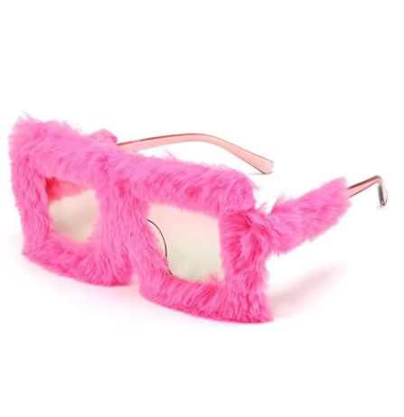 Pimpin’ Fluffy Square Sunglasses – Oversized Plush Shades